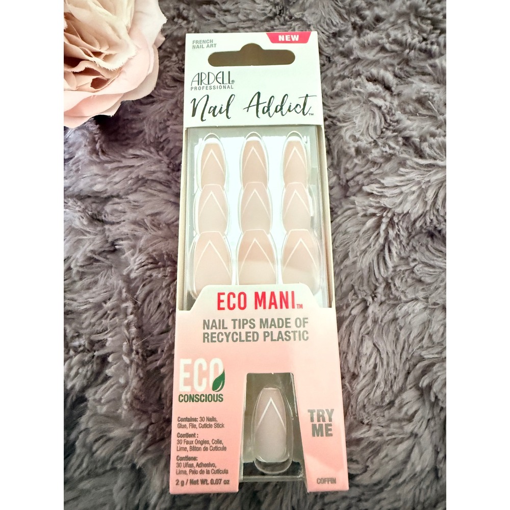 New ARDELL Nail Addict Nude Eco Mani French Manicure Nail Art Coffin Recycled